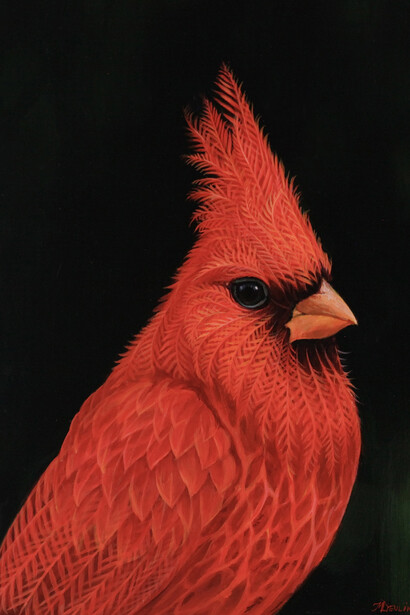 Molly Devlin, The cardinal (detail). Courtesy of Corey Helford Gallery