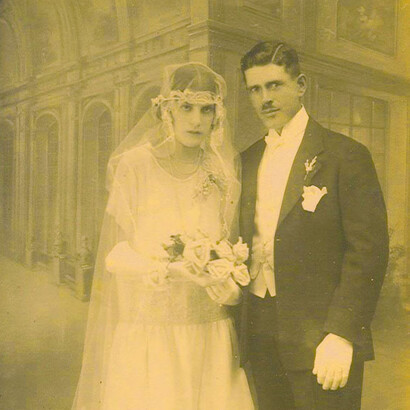 Carmen Quirós y Pasko Hilje en 1929, el día de su boda. Fuente: Archivo familiar