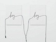 James Hoff, Hey Hey, 2013, Enamel on MDF, audio cable, 2 panels: 24 x 18 inches each, 25 x 46 inches overall, Courtesy of the artist; Callicoon Fine Arts, New York; Lisa Cooley, New York, Photo: Cary Whittier