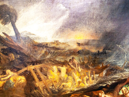 El genio tiene una capacidad superior de contemplación que le lleva a trascender la pequeñez del ego y a entrar en el mundo infinito de las ideas. John Martin (1789–1854), "El diluvio", pintura, 1834, Yale Center for British Art , Connecticut, EE. UU.