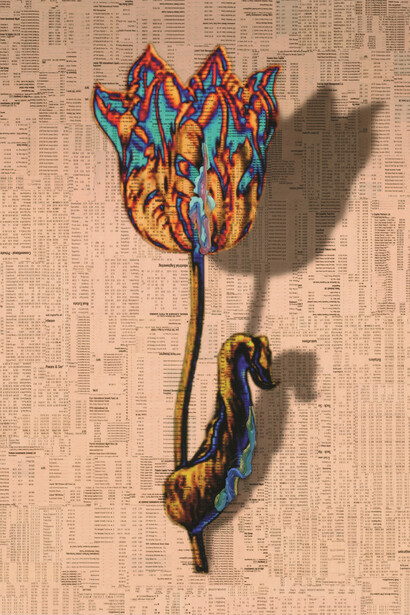 Gordon Cheung, Tulipmania 7, 2012, A series of 12 archival inkjet prints with hand painting, Paper 61.5 x 50.9cm / Image 50.8 x 40.6 cm, Edition of 20, Courtesy Gordon Cheung and Alan Cristea Gallery, London