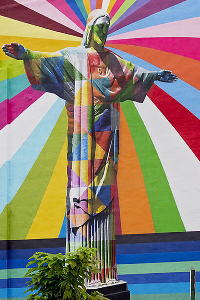 Arte de rua, O Cristo, no Brooklyn, Estados Unidos, criada pelo artista brasileiro Eduardo Kobra