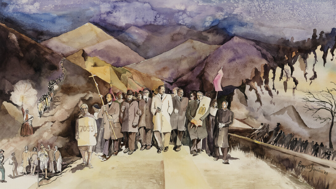 Roger Ferreira, Peace march (detail), 2008. Courtesy of Aga Khan Museum
