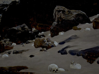 Detalle de la pintura distópica «Gestade der Vergessenheit» (1889), Eugen Bracht