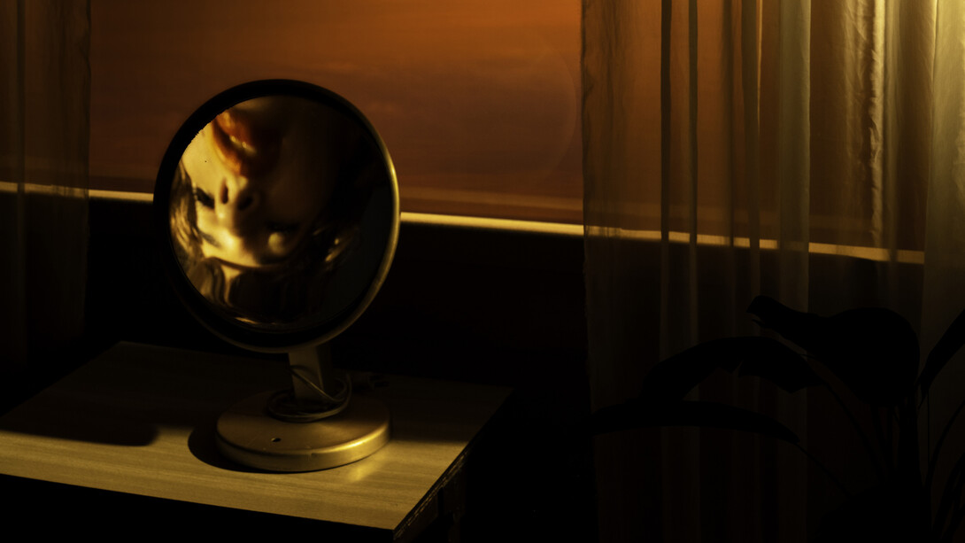 Tania Franco Klein, Rounded mirror, eindow, (self-portrait). Courtesy of Tania Franco Klein and Rosegallery