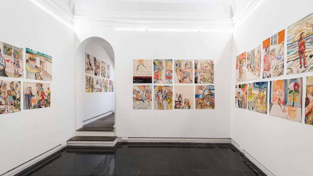 Pier Paolo Perilli, I quadrucci, veduta dell’esposizione. Cortesia della Galleria Eugenia Delfini