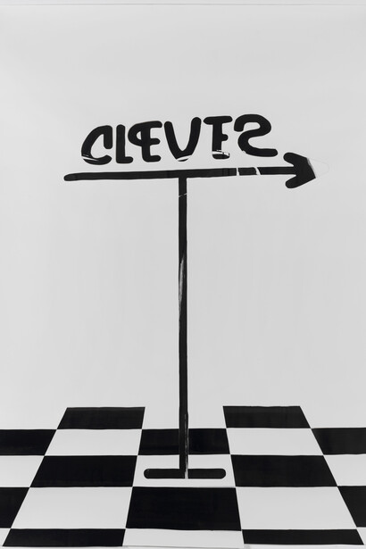 Frances Stark, Clever Moment in Clever/Stupid Revolution Repurposed, 2015, sumi ink on arches paper with inlay, 158 x 115 cm (62 1/4" x 45 1/4"). Photo: Marcus Leith, Courtesy of greengrassi, London