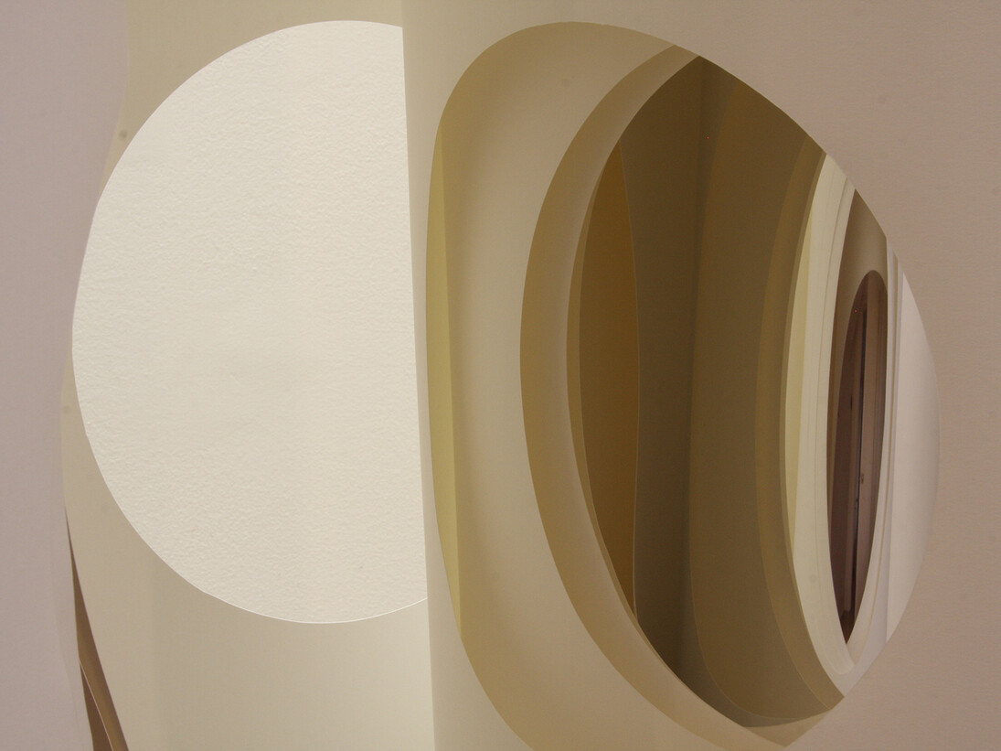 Kasia Depta-Garapich, 'Opening (detail)', 2013,  2x10m rolls of fabriano paper, mirroring material melinex, moving image, dimensions variable