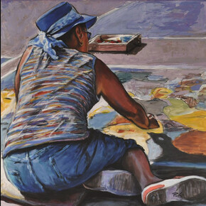 Oscar Piovosi, Ground 28.02, 2017, acrilico su tela, cm. 70x70. 