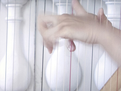 Andrea Jespersen, ‘Concealed Ovation (part two)’ [video still], Silent video 4.06 min, looped, Harpist Trine Opsahl, 2012 
