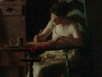 «Mujer escribiendo en una mesa», Thomas Pollock Anshutz (1851-1912)