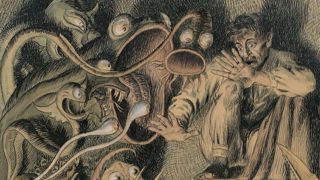 Hinko Smrekar, "Delirios", grafito, tinta y acuarela sobre papel, 1913