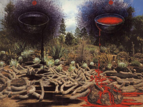 The Dead Garden' (from the series Flowers), Dmitri Prigov, Ink and Acrylic on Reproduction, Image courtesy of the Prigov Foundation (Cologne)