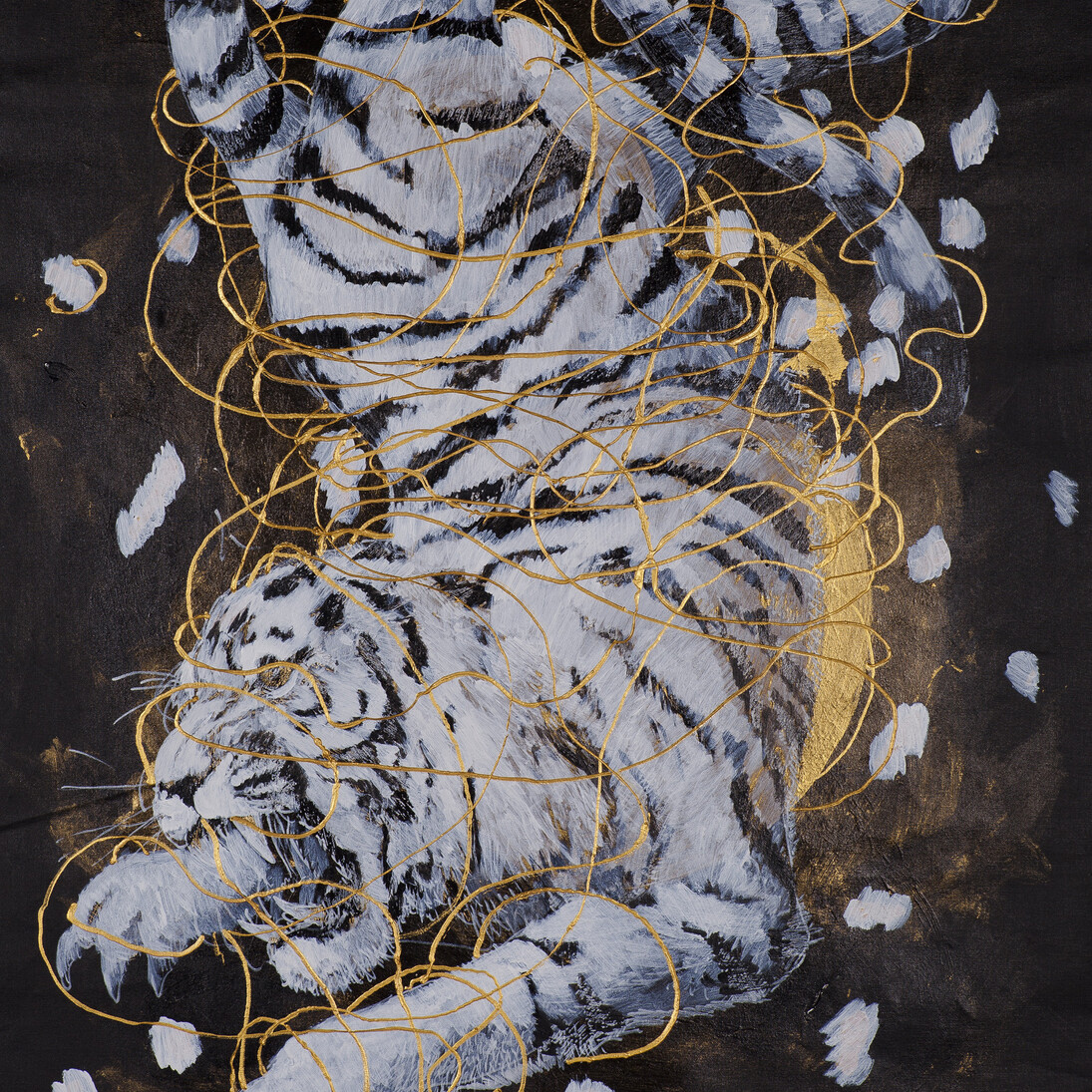 Ye Linghan (b. 1985), Gold.Circle.Tiger 09, 2014, Acrylic on canvas, 140 x 90 cm; (55 1/8 x 35 3/8 in.)