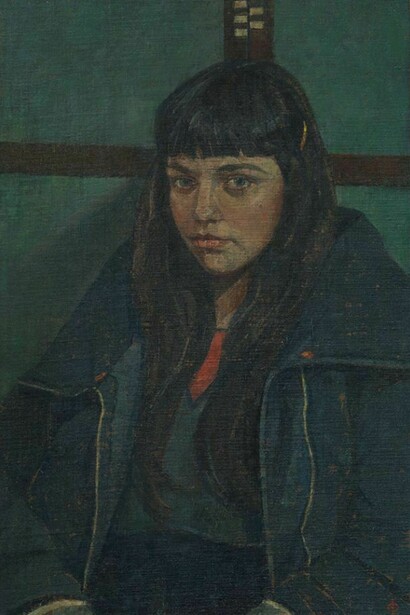 Saied Dai, The Frame Maker's Daughter, oil on linen panel
