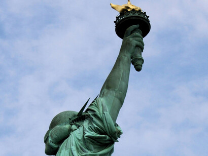 Back view of the Statue of Liberty, New York, USA