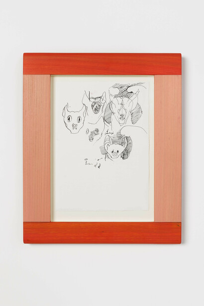 Kasper Bosmans,
Bat Sisters, 2024,
ink and pencil on acid-free paper in artist's frame,
42.7 x 35 x 2.5 cm,
16 3/4 x 13 3/4 x 1 in,
unframed : 29.7 x 21 cm.
Courtesy of the artist and Mendes Wood DM, São Paulo, Brussels, Paris, New York
Photo credit: Kristien Daem