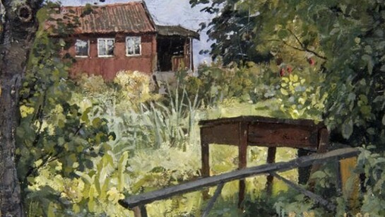 Edvard Munch, Giardino con casa rossa, 1882, olio su cartone, 23,00 x 30,50 cm, Collezione privata, © The Munch Museum / The Munch-Ellingsen, Group by SIAE 2013