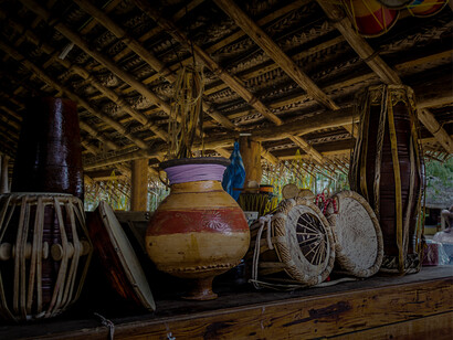 Traditional drums. A group of artisans jointly create these traditional drums. Village Kuragala in Sri Lanka