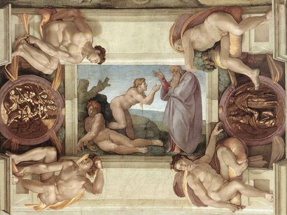 The Sistine Chapel ceiling in Vatican City, created in fresco by Michelangelo from 1508 to 1512, stands as a monumental achievement of High Renaissance art