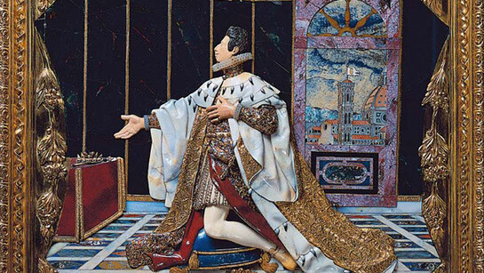 Botteghe Granducali, Ex voto di Cosimo II, 1617 - 1624, cornice del tardo settecento, rilievo in mosaico di pietre dure, cm. 54,5 x 64,5, Firenze, Musei degli Argenti