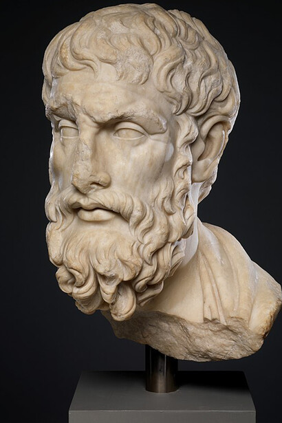 Busto in marmo raffigurante Epicuro, II sec. a.C.,  Rogers Fund, 1911, Met Museum, New York