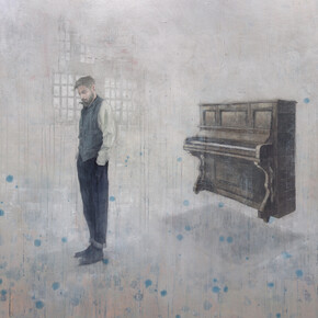 "The pianist," acrylic on canvas, 40 x 70 (101.6 x 177.8cm)