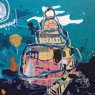 Tower of Babel, 2016, Acrylic and oil on canvas, 183 x 184 cm, Courtesy the artist. 