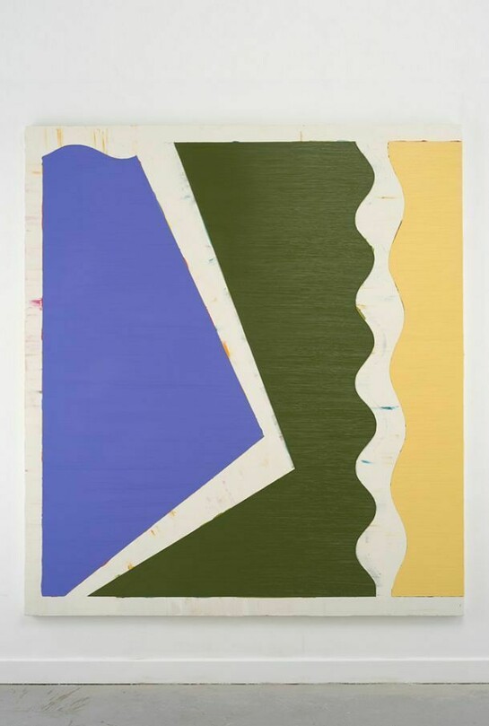 Shaan Syed, Stage Right To Stage Left (Mauve Horizontal to Dark Green Horizontal to Naples Horizontal), 2014, 75 x 67 in (190.5 x 170)