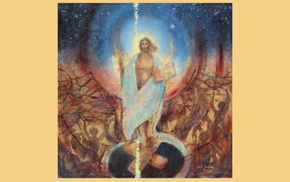 Luigi Salvatori, Sinfonia di Resurrezione, acrilico su tela, 100x100 cm, 2025, particolare. Museo Diocesano di Velletri, Velletri, Italia