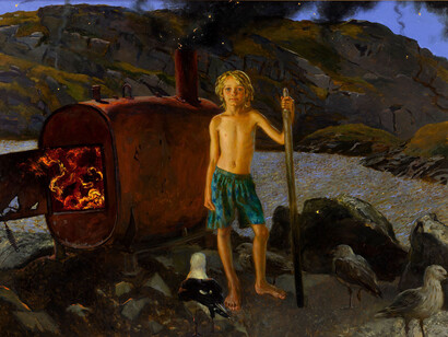 Jamie Wyeth, Cat bates of Monhegan, 1995. Courtesy of Frye Art Museum