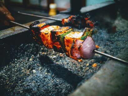 Paneer Tikka: Indian cottage cheese marinated in yogurt and an assortment of spices