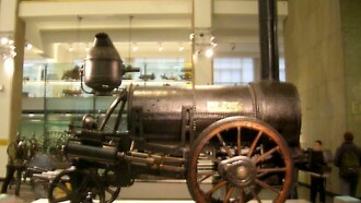 The Stephenson's Rocket steam locomotive at the Science Museum in London.