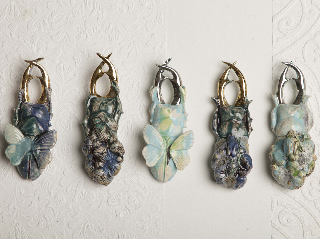 Hanging Stag Beetle ornaments by Anna Collette Hunt