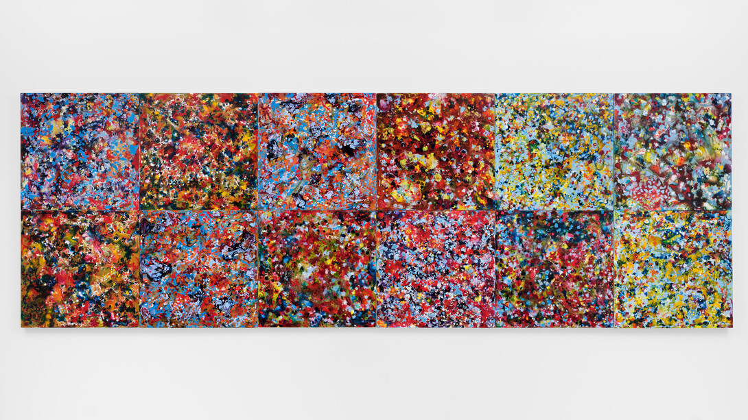 Joan Snitzer, The Last Garden, 2023,Ink, vinyl emulsion, and pigment on twelve birchwood panels 144 x 1 ⅝, X 48 inches, Photo by Frances Tyska. Courtesy of the artist and A.I.R. Gallery