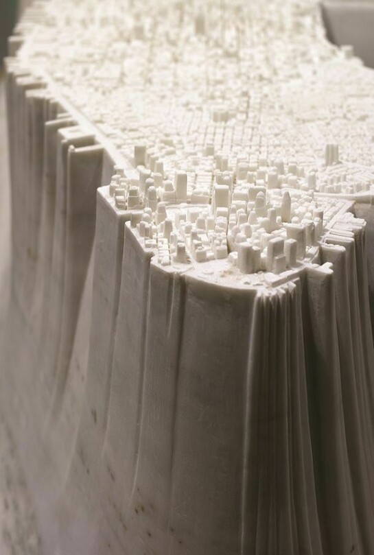 Yutaka Sone, Little Manhattan (detail), 2007-2009, Marble, 55 x 265 x 85 cm (21 34 x 104 38 x 33 12 inches) , Courtesy the artist and David Zwirner New York London