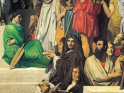 Personificazione dell'Odissea nel dipinto di Jean-Auguste-Dominique Ingres, Apoteosi di Omero, olio su tela, 1827, Louvre, Parigi, Francia