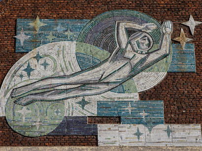 Soviet mural of the USSR's space exploration program