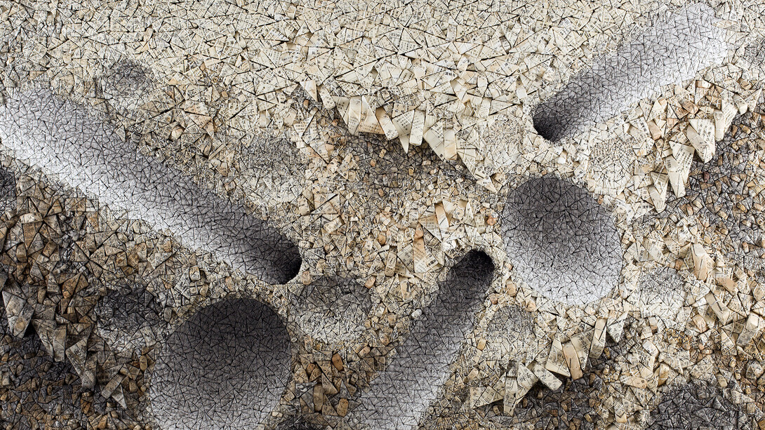 Chun Kwang Young, Aggregation 15-MA016, 2015, Mixed media with Korean mulberry paper, 132 x 195 cm (52 x 76 3/4 in.)