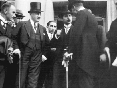 Turkish delegation after having signed the Treaty of Lausanne. The delegation was led by İsmet Pasha, Switzerland