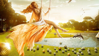 Woman on a swing