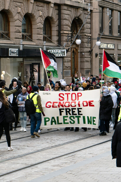 Protestors showing solidarity with Gaza, Palestine