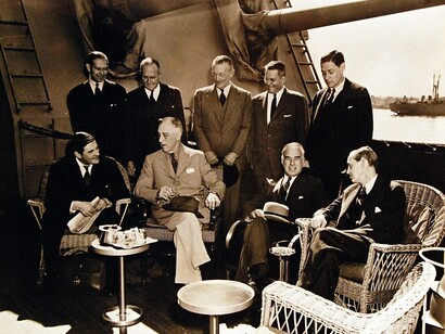 Yalta Conference (Crimea), February 4 to 11, 1945. President Franklin D. Roosevelt with Mr. Edward Stettinius and Mr. Harry Hopkins