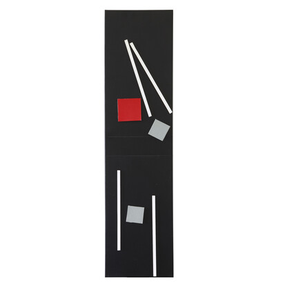 Grazia Varisco - Tavola magnetica, 1960; bordo di metallo con elementi mobili, 66×17cm