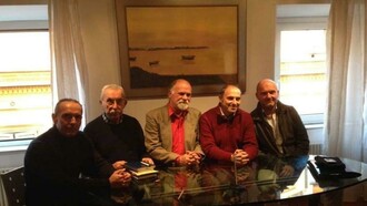 Stefano Becciolini insieme a Giulietto Chiesa, Glauco Benigni, Franco Fracassi e Roberto Quaglia 