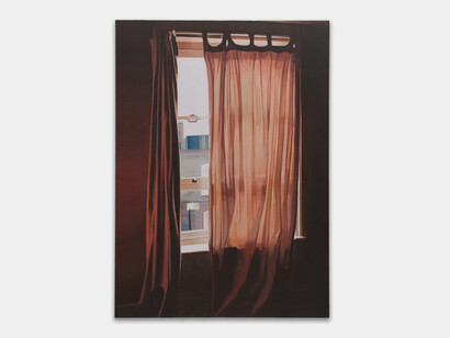 Mike Silva, Owens room, 2023, oil on linen, 127x91.4 cm. Courtesy of the artist and The Approach 