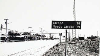Ethel Shipton, Los Dos Laredos, screen print on strathmore cotton paper, 15 x 22"