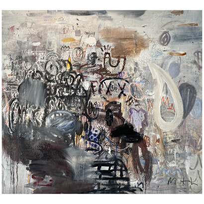 Michael T. Hensley, Magnetic, mixed media on canvas, 64x58 inches. Courtesy the artist and Sandler Hudson, Atlanta