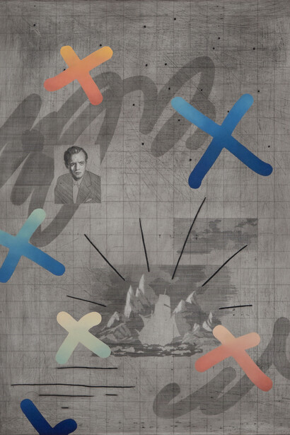 Chris Agnew, Composit-VH, 2015, etching and oil paint on icon panel, 52 x 37 cm