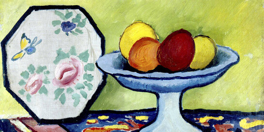 August Macke, Stillleben mit Apfelschale und japanischem Fächer, 1912